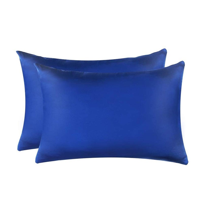 Jocoku 100% Mulberry Silk Pillowcases Set of 2 for Hair and Skin and Super Soft and Breathable Queen Size Nature Silk Pillowcases (Queen  Royal Blue) - Image 1